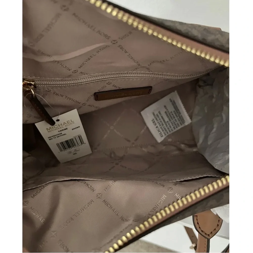 Michael Kors Carine Logo Brown Satchel Zip top bag